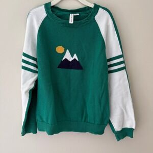 Janie and Jack Boys Green Mountain Intarsia Cotton Knit Sweater Size 6